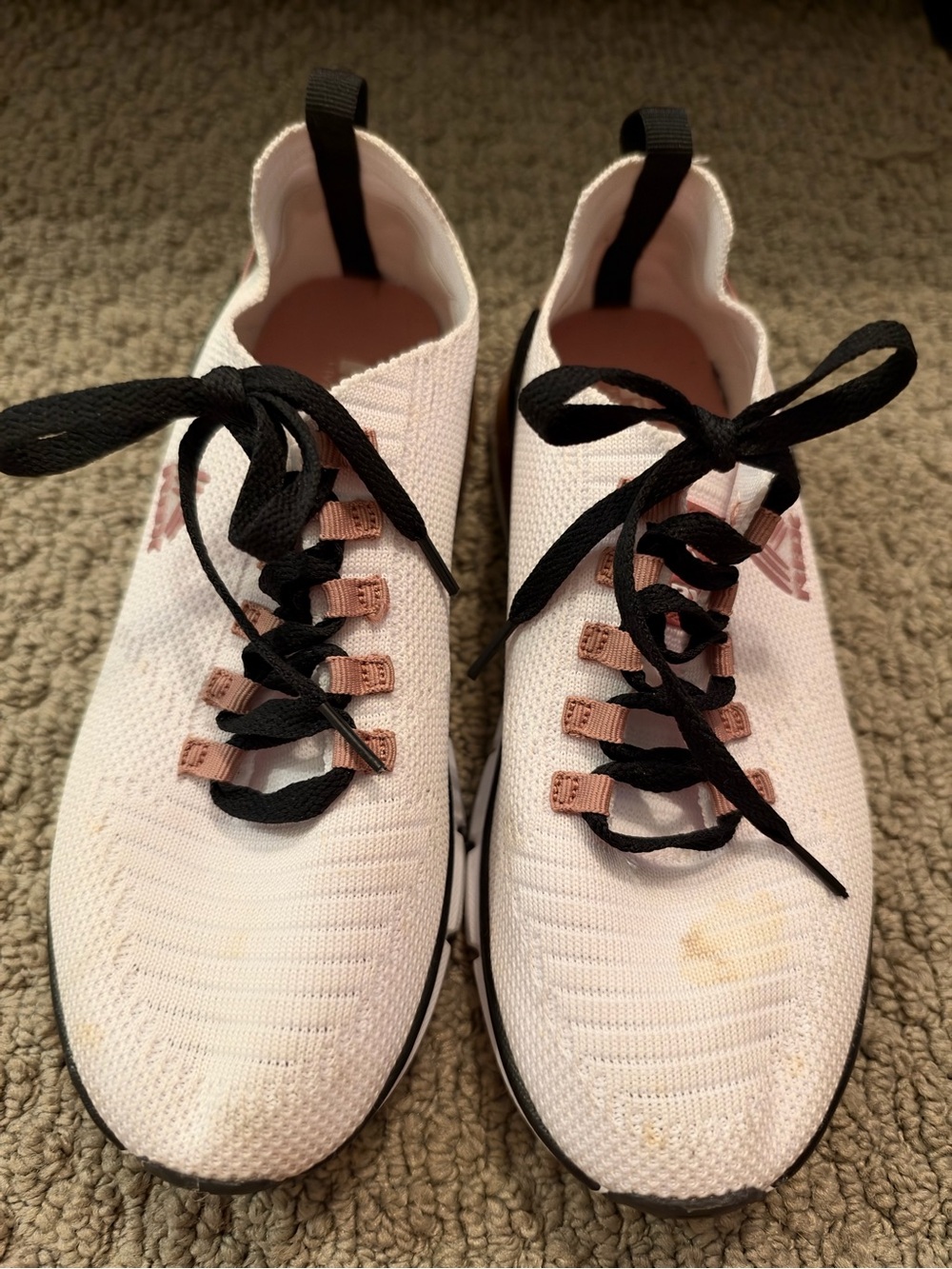 Women’s Knit Lace-Up Sneakers in Light Pink and Black
